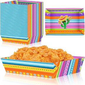 50 عبوة من ديكورات حفلات سينكو دي مايو - صواني الطعام الورقية المكسيكية للاستعمال مرة واحدة لمستلزمات أعياد الميلاد (كروما) in Kuwait