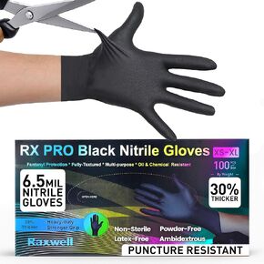 Raxwell Disposable Nitrile Gloves - Food Grade Kitchen & Cooking Gloves - Heavy Duty Puncture Resistant in Kuwait