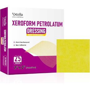 Xeroform Petrolatum Dressing,Non-Adherent Gauze Pads, Soft Gauze for Wound Care Burns, Lacerations, Skin Grafts & Surgical Incisions (1 x 8 inches(Pack of 50) in Saudi Arabia