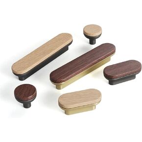 مقابض أثاث خشبي، مقبض باب من الخشب الصلب، خزانة بأدراج وخزانة 1 قطعة (Copper-Oak-C96mm) in Kuwait