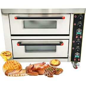 Commercial Pizza Oven Double-Decker Convection Oven 20℃-350℃ Heating Range, 0-99min Timing Range Electric Baking Ovens 220V SIngles Phase 6400W in Kuwait
