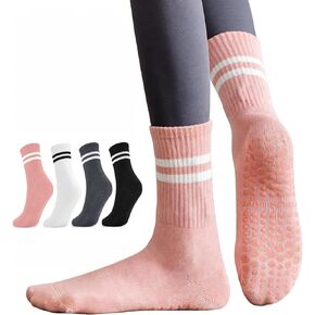Pilates Socks with Grips for Women Long Non-Slip Yoga Grippy Socks for Barre，Ballet，Dance & Hospital，Anti-Skid Workou in Kuwait