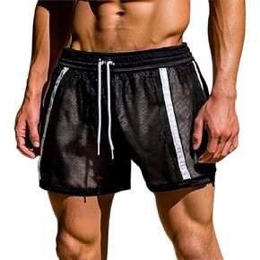 Oplxuo الرجال مثير شبكة انظر من خلال السراويل تنفس شير الملابس الداخلية مرونة الخصر السراويل الشاطئ Watershort صالة السراويل in Kuwait