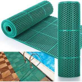 16 Inch x 10 ft Non-Slip Pool Drainage Mat, Narrow PVC Hollow Mesh Floor Mat Roll 0.2" Thick Commercial Non-Slip Mats for Bathroom, Garage, Basement, Patio, Kitchen, Outdoor Spaces in Kuwait