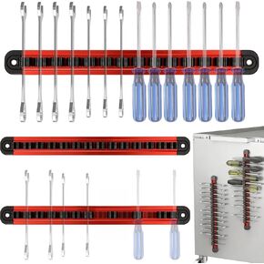 Magnetic Tool Holder - Aluminum Rails Screwdriver Wrench Organizer, Removable 14 Sliding Clips, 3 PCS Wall Mounted Strips Compact Storage for Garage Workshop Tool Box in Kuwait