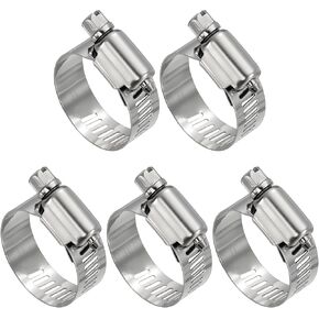 5 Pack Stainless Steel Hose Clamp, Adjustable Range 1.6"- 2.5"(40-63mm) Worm Gear Hose Clamp Assortment Kit, Metal Fuel Line Clamping for Plumb, Automotive, Mechanical, Silver in Saudi Arabia