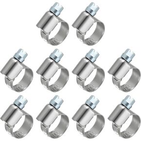 10Ps Stainless Steel Hose Clamps, Adjustable 0.4" to 1/2" (10-16mm) Heavy Duty Worm Gear Drive Hose Clamps Assortment Kit, Metal Clamping for Radiator, Dryer, Fuel Injection in Kuwait