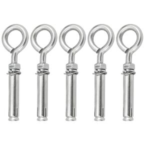 Expansion Hooks Steel Stainless M8, 5 Pcs Concrete Anchors Wall Expansion, 5/16 X 4-3/16, Duty Heavy Eyebolts Shoulder Lag, Screws Expansion for Stone and Concrete Walls in Kuwait
