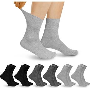 AOMIG Diabetic Socks for Men Cotton Light Compression Neuropathy Crew Socks, 6 Pairs Black Solid Wide Calf Loose Sock for Swollen Feet Thin Seamless Non Binding Moisture Management in Kuwait