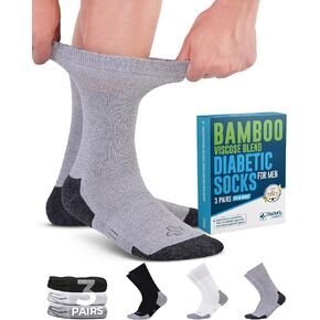Doctor's Select Bamboo Viscose Diabetic Socks for Men - 3 Pairs Crew Mens Diabetic Socks in Kuwait