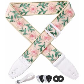 YIKOKO Guitar Strap 2 inch, with Full Grain Leather End, for Bass, Electric and Acoustic Guitars in Kuwait