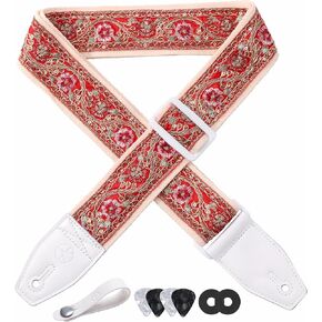 YIKOKO Guitar Strap 2 inch, with Full Grain Leather End, for Bass, Electric and Acoustic Guitars in Kuwait