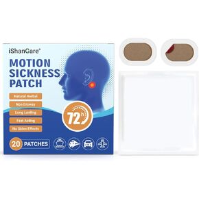 رقع دوار الحركة من إيشانكير، غير نعاس، 20 قطعة من رقع دوار البحر لأساسيات السفر البحرية، مقاومة للماء خلف الأذن للسيارة والطائرة والسفن، سريعة المفعول وتدوم طويلاً 72 ساعة in Kuwait