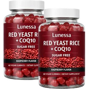 Lunessa Red Yeast Rice, with Red Yeast Rice 2400mg, CoQ10 200mg, Restores Body Vitality & Maintains Healthy Cholesterol Levels for Men & Women, Non-GMO, Vegan, Raspberry Flavor, 60 Gummies (2) in Saudi Arabia