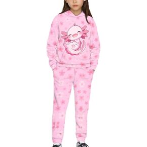 WELLFLYHOM Girls Hoodies and Pants Set Graphic Sweatsuit Long Sleeve Sweatshirt and Jogger Pant Sets Fall Outfits in Kuwait