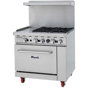 Migali C-RO4-12GL-LP 36" Liquid Propane 4 Burner Range with 12" Griddle - 140,000 BTU in Kuwait