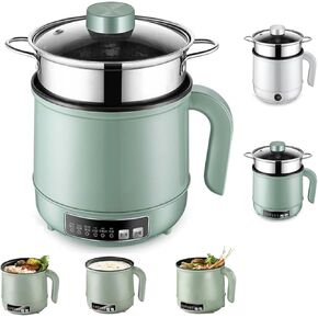 وعاء ساخن كهربائي، طباخ رامين سعة 1.7 لتر، طباخ متعدد الوظائف للمعكرونة، وعاء كهربائي غير لاصق، دقيق الشوفان، الحساء والبيض مع حماية من الحرارة الزائدة، حماية من الغليان الجاف، أخضر (أخضر + شبكة على البخار) in Kuwait