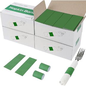 NATURALABEL Bulk Pack of 8,000, Self-Adhesive Napkin Bands for Small Business, Restaurants, Events - 4 Boxes, 2000 per Box (Green) in Kuwait