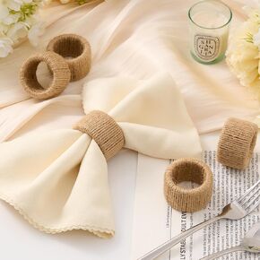 مجموعة حلقات منديل من حبل الجوت المنسوجة من APTWOW مكونة من 6 قطع، حلقات منديل من الخيش الريفي لطاولة الطعام، حاملات مناديل بحرية لتزيين الطاولة، وحفلات الزفاف وأعياد الميلاد in Kuwait