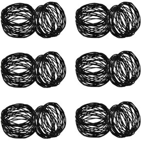 Kaizen Casa Handmade Decorations Black Napkin Rings Set of 12 Metal Mesh for Weddings Dinner Parties or Every Day Use (Black, 12) in Kuwait