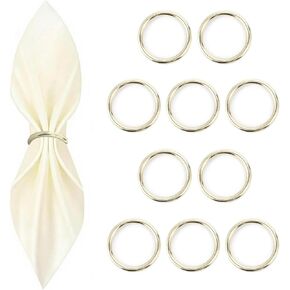 10 Pcs Gold Napkin Rings - Metal Napkin Ring(Round) Stainless Steel Napkin Rings for Table Settings Wedding Christmas Party Dinner Table in Kuwait
