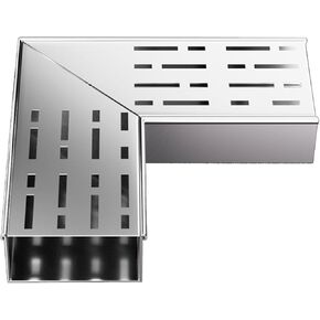 Stainless Steel Outdoor Drain Kit, Slim Grating Channels for Garden, Sidewalk, Parking, Bathroom & Patio, 24x11.5x5CM Shower Floor Drain Grate Diverter, Silver Finish in Kuwait