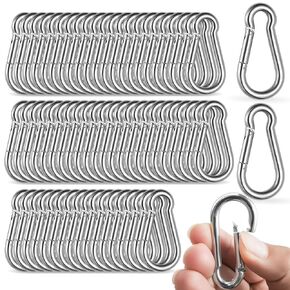 100 Pack M5 Spring Snap Hook Carabiner, Heavy Duty Galvanized Steel Quick Link Carabiner Clip, 200LBS Holding Capacity for Swing Hammock Travel Camping Fishing Hiking Gym Outdoor in Kuwait