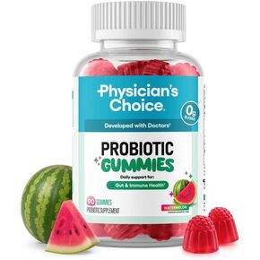 Physician's CHOICE Probiotic Gummies with Vitamin D & Prebiotic Fiber - Sugar Free - 1B CFUs of Clinically Studied Probiotic - Supports Immune & Gut Health for Women & Men - Watermelon Flavor - 90CT in Kuwait