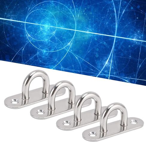 Garosa Eye Hooks, 4Pcs 304 Stainless Steel Oval Hooks Eyelet 8mm Ceiling Pad Eye Plate, Labeling Tags in Saudi Arabia
