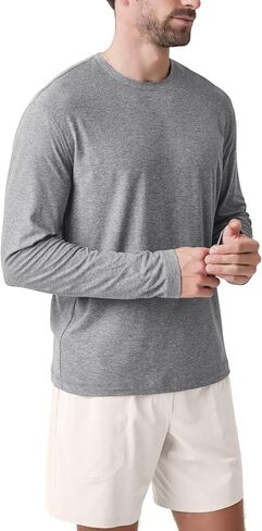 ODODOS Men's Long Sleeve Performance T-Shirt - Stratum Tech Tee, Ultra Soft Moisture Wicking UPF 50+ - The Ascent Series in Saudi Arabia