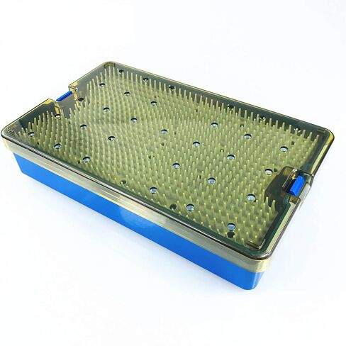 Double Layer Plastic SterilizationTray Box Case with Silicone Mat for Holding Instrument Autoclavable in Kuwait