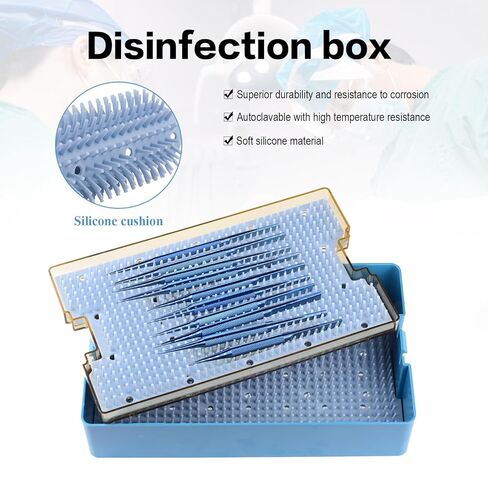 Double Layer Plastic SterilizationTray Box Case with Silicone Mat for Holding Instrument Autoclavable in Kuwait