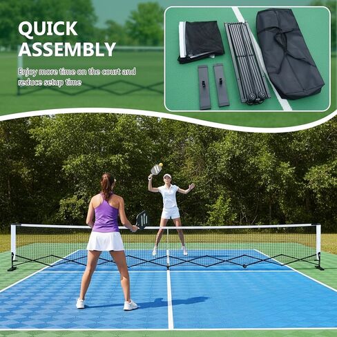 22FT Retractable Pickleball Net with Steady Metal Frame Portable Pickleball Net Set Free Assembly & Carry Bag for Competitive and Recreational Play in Kuwait