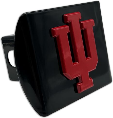 جامعة إنديانا Hoosiers "أسود مع شعار IU من الكروم" غطاء وصلة وصلة مقطورة رياضي للكلية يناسب جهاز استقبال شاحنة السيارات مقاس 2 بوصة in Kuwait