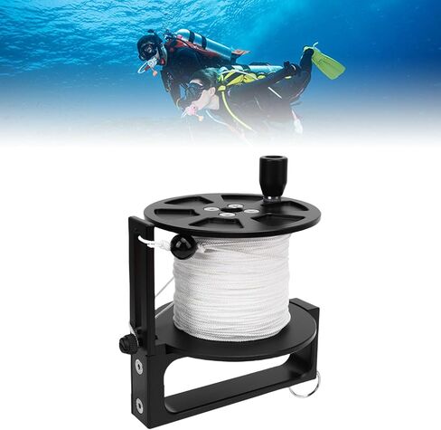 Jiawu Dive Reel, Retractable White Line 90mm Stainless Steel Double Hook Lightweight Aluminum Alloy Anchor Reel, Finger Spool with Double Ended Clamp/Holder and Handle Stop Switch for (100m / 328.1ft) in Saudi Arabia