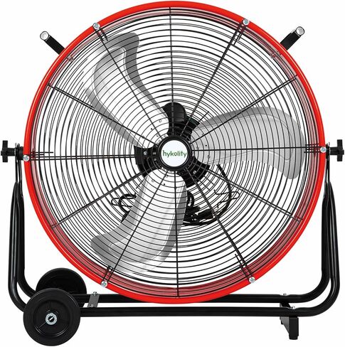 مروحة طبلة صناعية عالية السرعة مقاس 24 بوصة، 8100 CFM مروحة متجر معدنية شديدة التحمل بثلاث سرعات لورش العمل والمستودعات والجراج والمصنع، مدرجة في قائمة UL in Kuwait