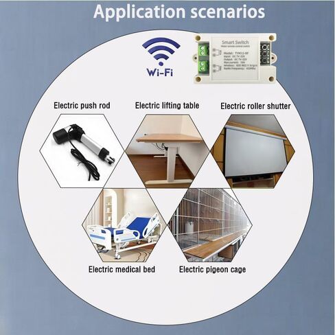 وحدة ترحيل WiFi للأمام/العكسي - 10 أمبير 7-32 فولت تيار مستمر، مخرج سلبي للاتصال النظيف للمحركات الخطية والمحركات، متوافق مع Tuya وAlexa (التحكم عن بعد في الهاتف المحمول) in Kuwait