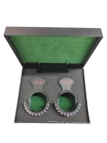 Optical 2 Set of Trial Optical Lens Piece Clip Frame Holds 1 1/2" Trial Lenses Optometry/w Case in Kuwait