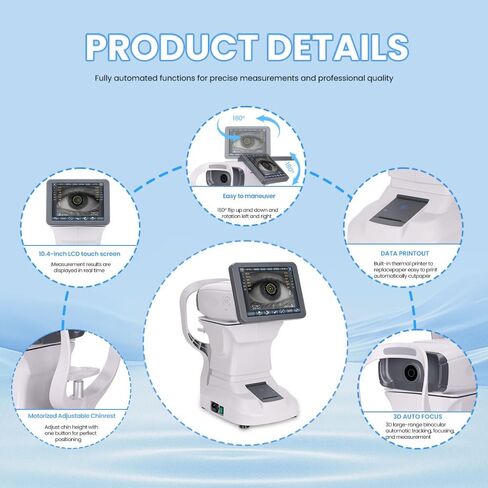Fully Automatic Refractometer Keratometer and Optometry Optical Equipment Refractor for Optometrist Clinics and Ophthalmologists (White) in Kuwait