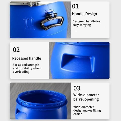 60l Stackable Plastic Barrel with Lid & Handles - Versatile Water & Oil Storage Drum, Heavy-Duty Transport Container for Bulk Storage & Liquid Transport in Saudi Arabia