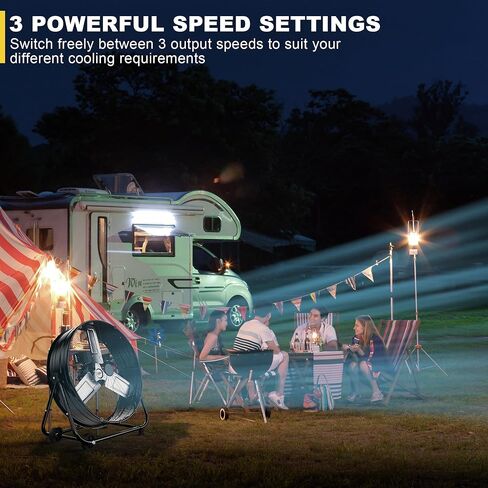 24 Inch High Velocity Industrial Floor Fan with Metal Construction, 8800CFM Heavy Duty Drum Fan for Garage Shop Warehouse, Large Commercial Barrel with 3-Speed, 360°Tilt Castors, Black in Kuwait