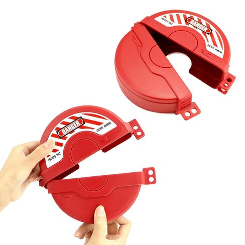 QWORK Gate Valve Lockout, 2.25-5 Inch Valve Compatibility, Valve Lockout Device for Water Spigot Faucet Knob, Red in Kuwait