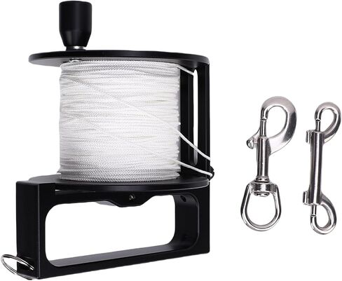 Fabater Dive Reel, Retractable White Line 90mm Stainless Steel Double Hook Lightweight Aluminum Alloy Anchor Reel, Finger Spool with Double Ended Clamp/Holder and Handle Stop Switch for (160m / in Saudi Arabia