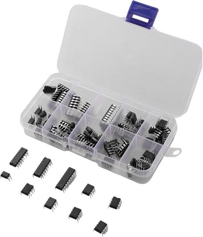 مجموعة متنوعة IC الإلكترونية 10 قيم، 85 قطعة مع NE5532 LM386 ULN2003 PC817 لمشاريع مؤقت دواسة الجهير، بلاستيك أسود in Saudi Arabia