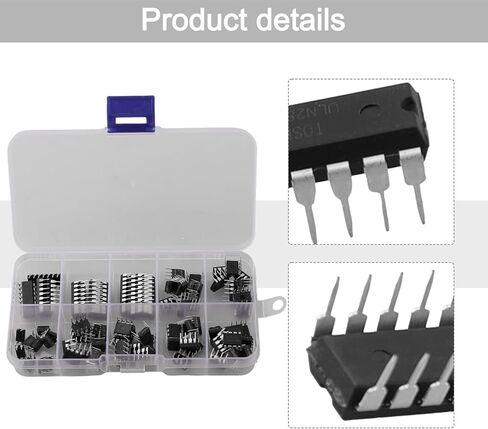مجموعة متنوعة IC الإلكترونية 10 قيم، 85 قطعة مع NE5532 LM386 ULN2003 PC817 لمشاريع مؤقت دواسة الجهير، بلاستيك أسود in Saudi Arabia
