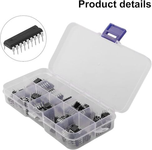 مجموعة متنوعة IC الإلكترونية 10 قيم، 85 قطعة مع NE5532 LM386 ULN2003 PC817 لمشاريع مؤقت دواسة الجهير، بلاستيك أسود in Saudi Arabia
