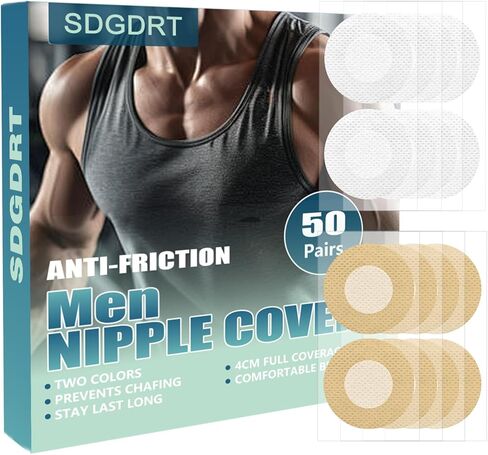 أغطية الحلمة الذكور ، (100 pcs/50 زوجًا) nipguards للعدائين ، يغطي الحلمة رجال الملصقات ، شريط الحلمة ، ضمادات لاصقة حارس حارس مريحة-أبيض in Kuwait