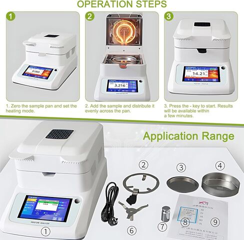 Industrial Halogen Moisture Analyzer, Lab Moisture Balance with Touch Screen, 0.001g Precision, 0.01% Readability, 120g Capacity for Food Testing & Quality Control in Saudi Arabia