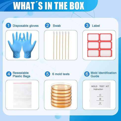 Mold Test Kit for Home,6 Simple Detection Tests,DIY Indoor Air Quality, Surface & HVAC Analysis,Includes Detailed Identification & Health Risk Guide in Kuwait