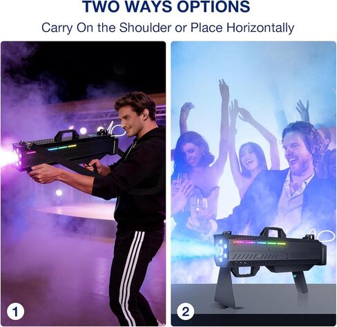 Handheld Fog Machine Gun for Party - 1500W Smoke Cannon with Color Changing Lights for DJ Events Concerts Parties Halloween Live Shows Stage Performances in Kuwait